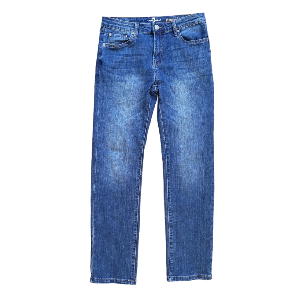 7FAM Standard Denim Straight Leg Jeans Blue 28